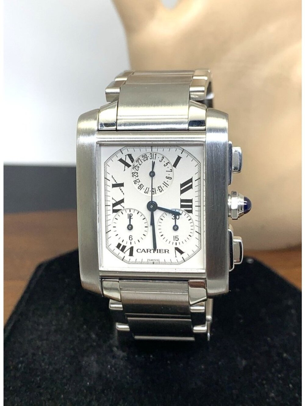 Cartier Tank Francaise W51001Q3 Womens Watch Swiss Quartz Chronograph Steel 28mm